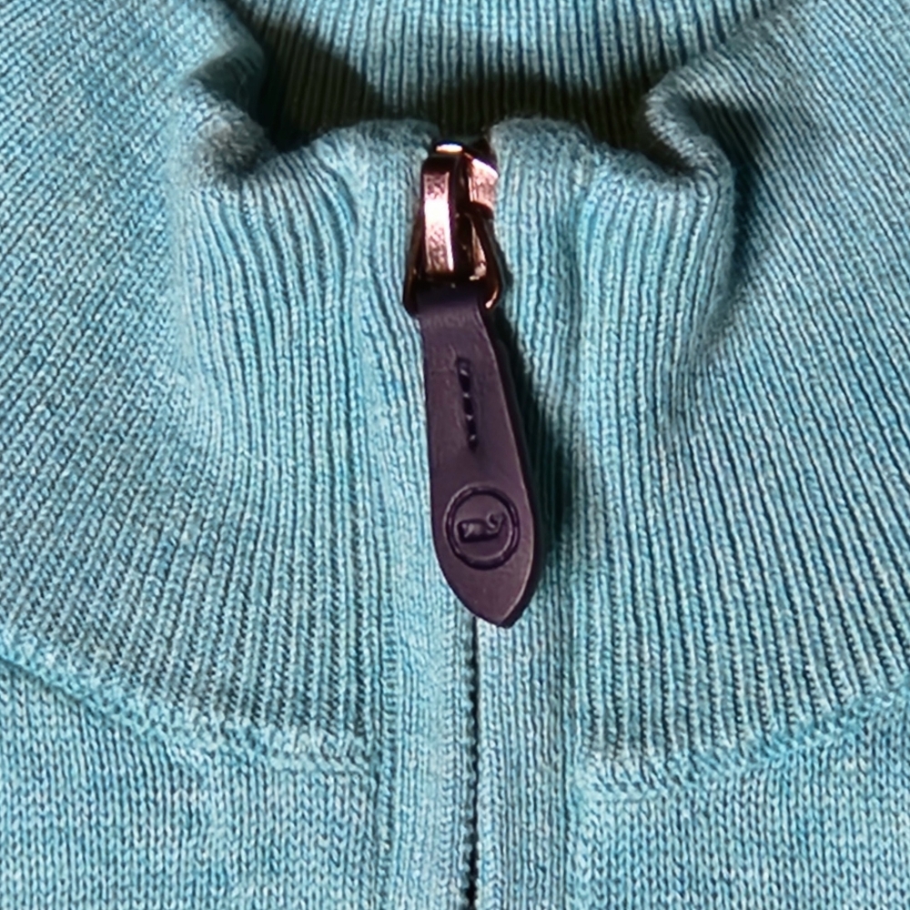 Vineyard Vines Cashmere Blend ¼ Zip Sweater Size XXL Color Aquamarine 😍 - Picture 6 of 11